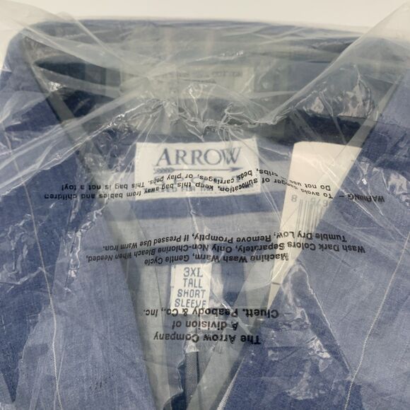 Arrow Mens Button Down Shirt Arrow 3XL Big & Tall Check Plaid Chest Pocket - Picture 4 of 4